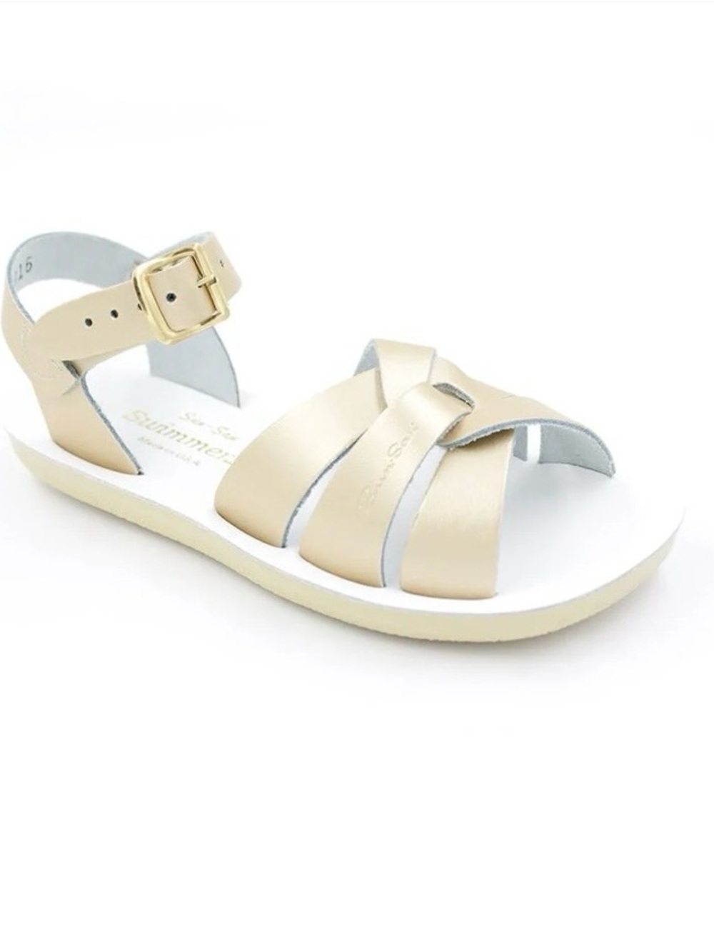 NWT/NIB Salt Water Sun-San Swimmer Gold Leather Sandals Toddler 10/EU 26-27